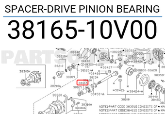 Nissan 3816510V00 SPACER-DRIVE PINION BEARING