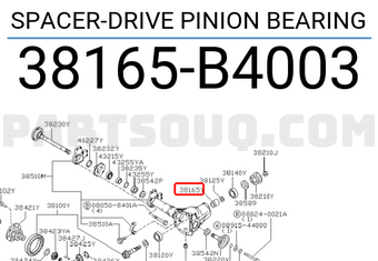 Nissan 38165B4003 SPACER-DRIVE PINION BEARING