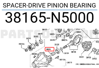 Nissan 38165N5000 SPACER-DRIVE PINION BEARING