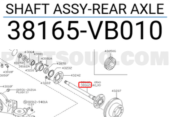 Nissan 38165VB010 SHAFT ASSY-REAR AXLE