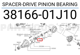 Nissan 3816601J10 SPACER-DRIVE PINION BEARING