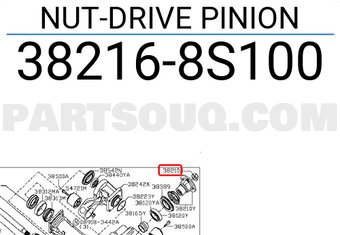 Nissan 382168S100 NUT-DRIVE PINION