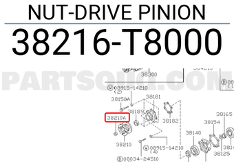 Nissan 38216T8000 NUT-DRIVE PINION