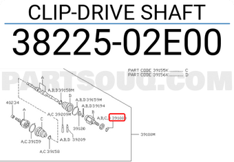 Nissan 3822502E00 CLIP-DRIVE SHAFT