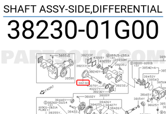 Nissan 3823001G00 SHAFT ASSY-SIDE,DIFFERENTIAL