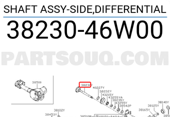 Nissan 3823046W00 SHAFT ASSY-SIDE,DIFFERENTIAL