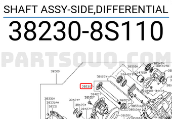 Nissan 382308S110 SHAFT ASSY-SIDE,DIFFERENTIAL