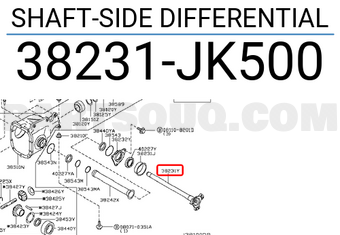 Nissan 38231JK500 SHAFT-SIDE DIFFERENTIAL