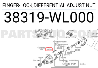 Nissan 38319WL000 FINGER-LOCK,DIFFERENTIAL ADJUST NUT