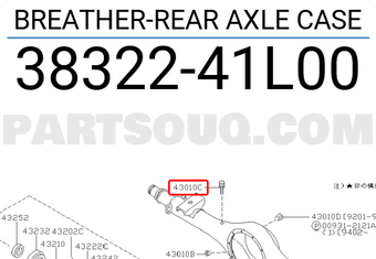Nissan 3832241L00 BREATHER-REAR AXLE CASE