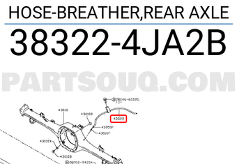 Nissan 383224JA2B HOSE-BREATHER,REAR AXLE