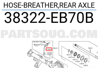 Nissan 38322EB70B HOSE-BREATHER,REAR AXLE