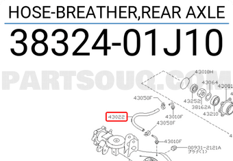 Nissan 3832401J10 HOSE-BREATHER,REAR AXLE