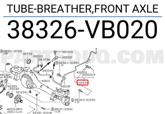 Nissan 38326VB020 TUBE-BREATHER,FRONT AXLE