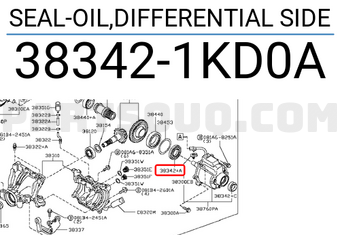 Nissan 383421KD0A SEAL-OIL,DIFFERENTIAL SIDE