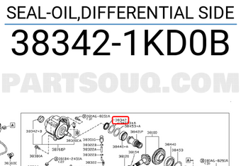 Nissan 383421KD0B SEAL-OIL,DIFFERENTIAL SIDE