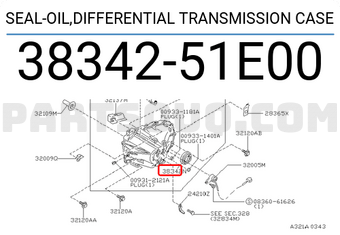 Nissan 3834251E00 SEAL-OIL,DIFFERENTIAL TRANSMISSION CASE
