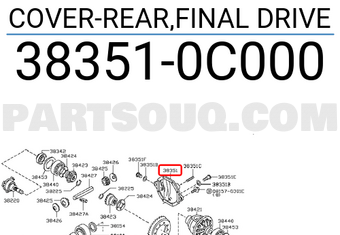 Nissan 383510C000 COVER-REAR,FINAL DRIVE