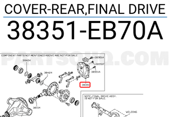 Nissan 38351EB70A COVER-REAR,FINAL DRIVE
