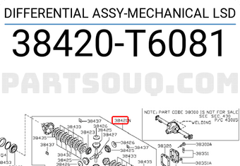 Nissan 38420T6081 DIFFERENTIAL ASSY-MECHANICAL LSD