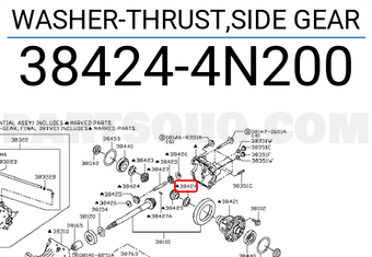 Nissan 384244N200 WASHER-THRUST,SIDE GEAR