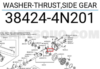 Nissan 384244N201 WASHER-THRUST,SIDE GEAR