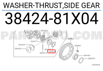 Nissan 3842481X04 WASHER-THRUST,SIDE GEAR