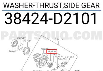Nissan 38424D2101 WASHER-THRUST,SIDE GEAR