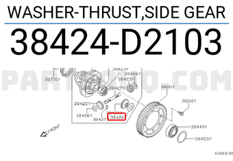 Nissan 38424D2103 WASHER-THRUST,SIDE GEAR