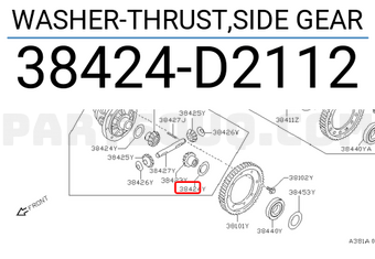 Nissan 38424D2112 WASHER-THRUST,SIDE GEAR