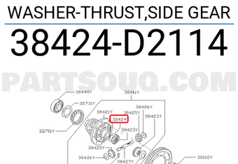 Nissan 38424D2114 WASHER-THRUST,SIDE GEAR