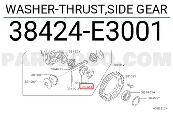 Nissan 38424E3001 WASHER-THRUST,SIDE GEAR