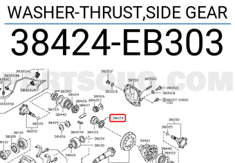 Nissan 38424EB303 WASHER-THRUST,SIDE GEAR