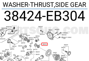 Nissan 38424EB304 WASHER-THRUST,SIDE GEAR
