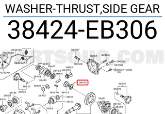 Nissan 38424EB306 WASHER-THRUST,SIDE GEAR