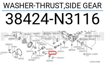 Nissan 38424N3116 WASHER-THRUST,SIDE GEAR