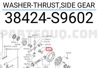 Nissan 38424S9602 WASHER-THRUST,SIDE GEAR