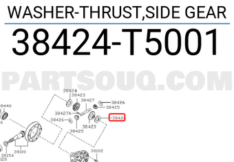 Nissan 38424T5001 WASHER-THRUST,SIDE GEAR