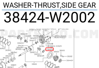 Nissan 38424W2002 WASHER-THRUST,SIDE GEAR