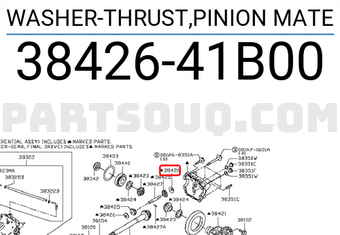 Nissan 3842641B00 WASHER-THRUST,PINION MATE