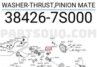 Nissan 384267S000 WASHER-THRUST,PINION MATE