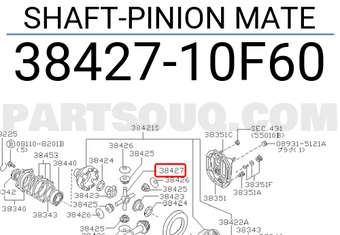 Nissan 3842710F60 SHAFT-PINION MATE