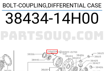 Nissan 3843414H00 BOLT-COUPLING,DIFFERENTIAL CASE
