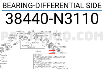Nissan 38440N3110 BEARING-DIFFERENTIAL SIDE