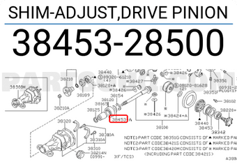 Nissan 3845328500 SHIM-ADJUST,DRIVE PINION