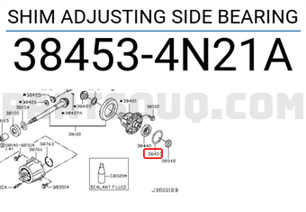 Nissan 384534N21A SHIM ADJUSTING SIDE BEARING