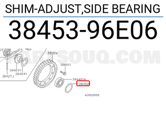 Nissan 3845396E06 SHIM-ADJUST,SIDE BEARING