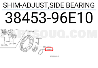Nissan 3845396E10 SHIM-ADJUST,SIDE BEARING