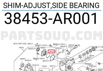 Nissan 38453AR001 SHIM-ADJUST,SIDE BEARING
