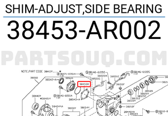Nissan 38453AR002 SHIM-ADJUST,SIDE BEARING